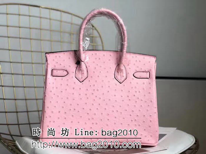 愛馬仕Hermes原版牛皮鴕鳥紋 Birkin 鉑金包 時尚手提包 0AM1012
